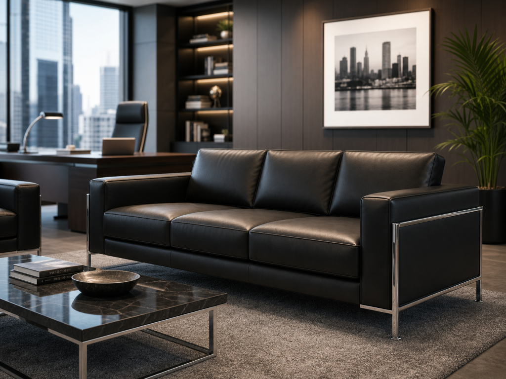 white leather sofa